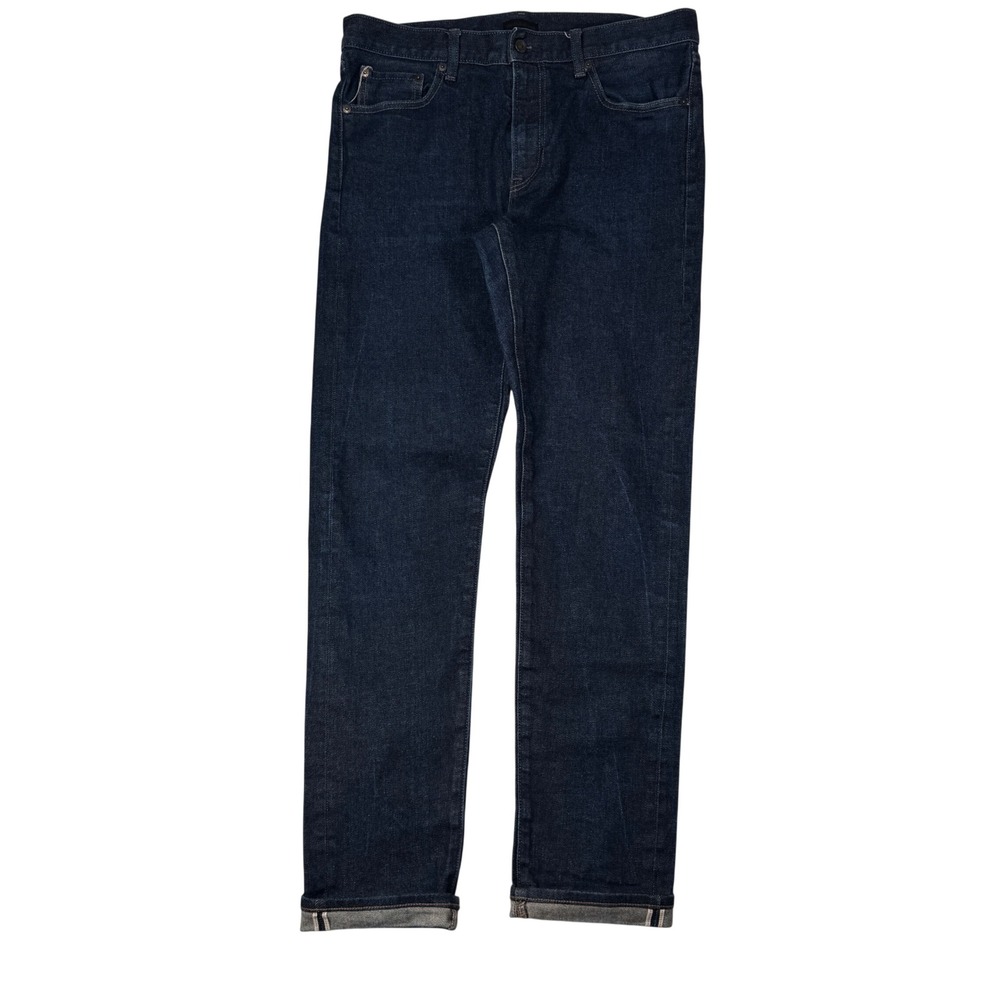 Uniqlo Jeans Men 33x30 Blue Selvedge Kaihara Denim Pant Dark Raw Indigo Straight